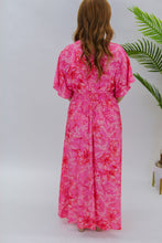 Load image into Gallery viewer, Flower Power Deep V Maxi-Pink Red
