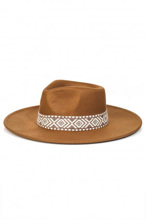 Boho Stripe Pattern Hat- Brown