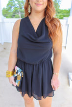 Load image into Gallery viewer, Carley Cowl Neck Romper- Black
