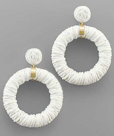Raffia Circle Dangle Earrings
