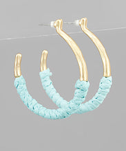Load image into Gallery viewer, Raffia Wrapped Circle Hoops

