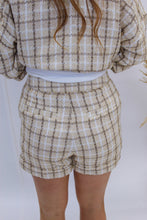 Load image into Gallery viewer, Gossip Girl Tweed Shorts- Taupe

