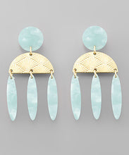 Load image into Gallery viewer, Half Moon 3 Oval Dangle Earrings
