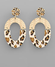 Load image into Gallery viewer, Metal &amp; Acrylic Oval Earrings
