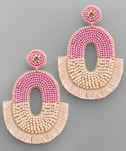 Load image into Gallery viewer, Oval Seed Beads Tassel Earrings
