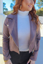 Load image into Gallery viewer, Hayden Suede Moto Jacket- Mushroom
