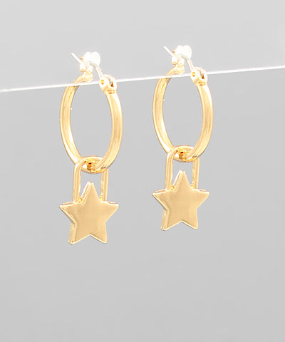 Star Lock Dangle Hoops