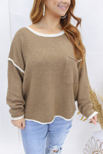 Load image into Gallery viewer, Hunter Contrast Trim Pocket Sweater- Almond
