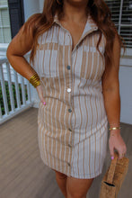 Load image into Gallery viewer, Forever Me Stripe Detail Dress- Taupe/White
