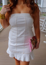 Load image into Gallery viewer, Tootsies Stretch Denim Mini Dress- White
