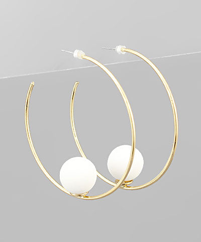 Color Ball Inside Beaded Hoops