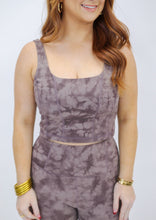 Load image into Gallery viewer, Tie-Dye Paneled Active Crop Top-Bark
