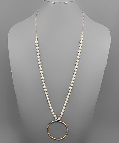 Glass Beads Circle Long Necklace