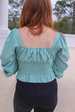 Load image into Gallery viewer, Drew Ruched Peplum Crop Top- Mint Green
