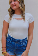 Load image into Gallery viewer, Iris Ribbed Peakaboo Bodysuit- Stone
