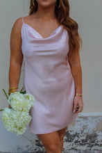 Load image into Gallery viewer, Keely Cowl Neck Tie Back Mini Dress- Pink
