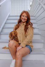 Load image into Gallery viewer, Maggie Studded Twill Jacket- Taupe
