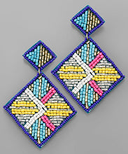 Load image into Gallery viewer, Stripe Pattern Bead Square Earrings
