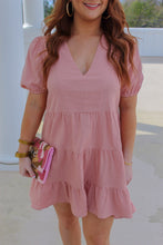 Load image into Gallery viewer, Admire Me V Neck Ruffle Babydoll Dress- Light Mauve
