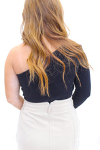 Load image into Gallery viewer, Girls Night Out One Shoulder Crop Top- Black
