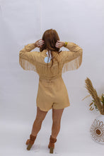 Load image into Gallery viewer, Honky Tonk Belted Fringe Romper- Sand
