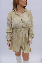 Load image into Gallery viewer, Night Shine Pleaded Shirt Dress- Gold
