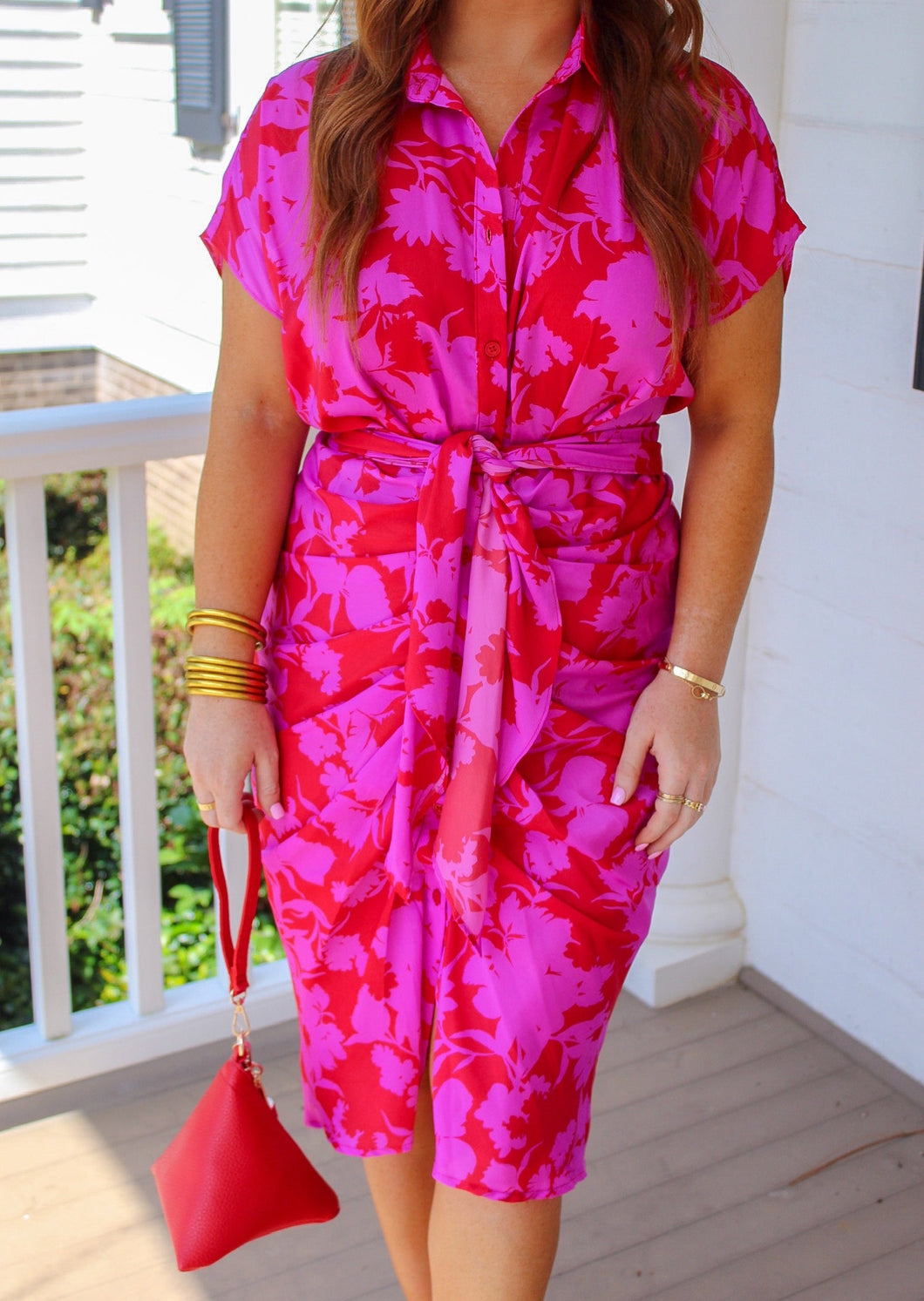 Impress Me Front Tie Dress- Berry