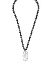 Load image into Gallery viewer, Long Wood Necklace with Triple Hexagon Pendant
