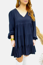 Load image into Gallery viewer, Carrie V Neck Tiered Dress- Black
