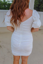 Load image into Gallery viewer, Meet You There Ruched Bodycon Dress- White
