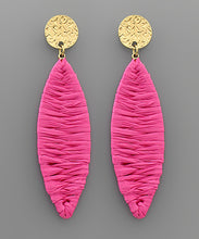 Load image into Gallery viewer, Raffia Wrapped Marquise Earrings
