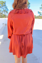 Load image into Gallery viewer, Milly Pleated Ruffle Romper- Rust
