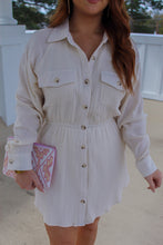 Load image into Gallery viewer, Amoura Raglan Button Front Dress- Cream
