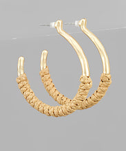 Load image into Gallery viewer, Raffia Wrapped Circle Hoops
