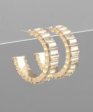Load image into Gallery viewer, Baguette Crystal Hoops
