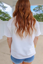 Load image into Gallery viewer, Hampton Beaded Short Sleeve Fringe Top- White
