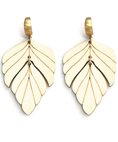 Wooden Leaf Earrings