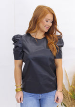 Load image into Gallery viewer, Tanner Faux Leather Top- Black
