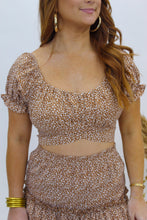Load image into Gallery viewer, Leni Dotted Ruffle Crop Top- Brown
