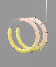 Load image into Gallery viewer, Crystal Deco Raffia Wrap Hoops
