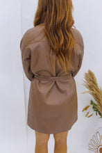 Load image into Gallery viewer, Sweet Fling Leather Button Dress- Mocha
