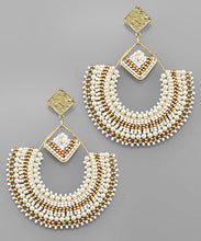 Load image into Gallery viewer, Beaded Square &amp; Fan Earrings
