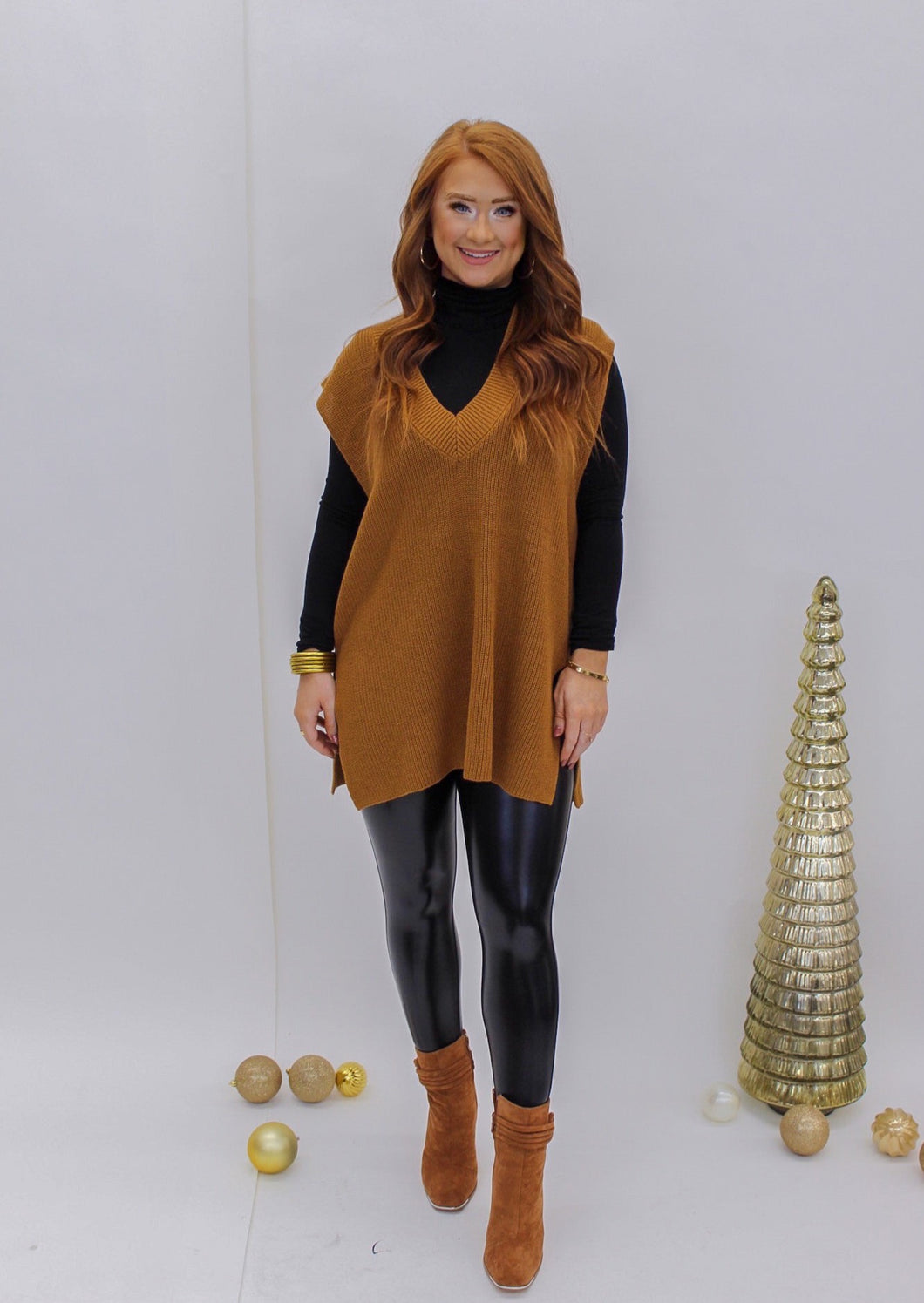 Pumpkin Pie Sweater Vest- Camel