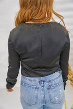 Load image into Gallery viewer, Out &amp; About Round Neck Crop Top- Black
