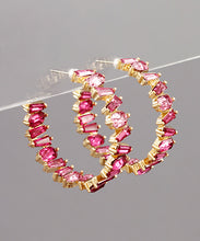 Load image into Gallery viewer, Rectangle Bead Open Hoops
