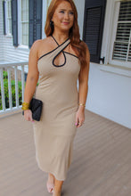 Load image into Gallery viewer, Rebecca Cross Strap Midi Dress- Taupe/Black
