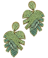 Load image into Gallery viewer, Seed Bead Leaf Earrings
