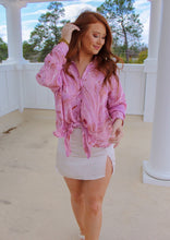 Load image into Gallery viewer, Alexa Button Up Front Knot Blouse- Pink/Lilac
