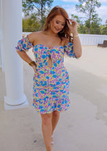 Load image into Gallery viewer, Natasha Off Shoulder Floral Dress- Blue

