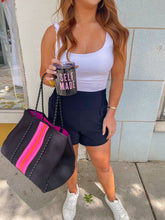 Load image into Gallery viewer, Good Vibes Highwaisted Athletic Shorts- Black
